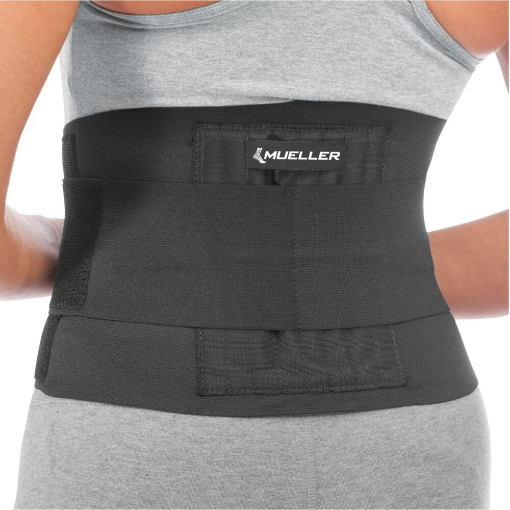 Mueller Adjustable Back Brace, Black, One Size Fits Most